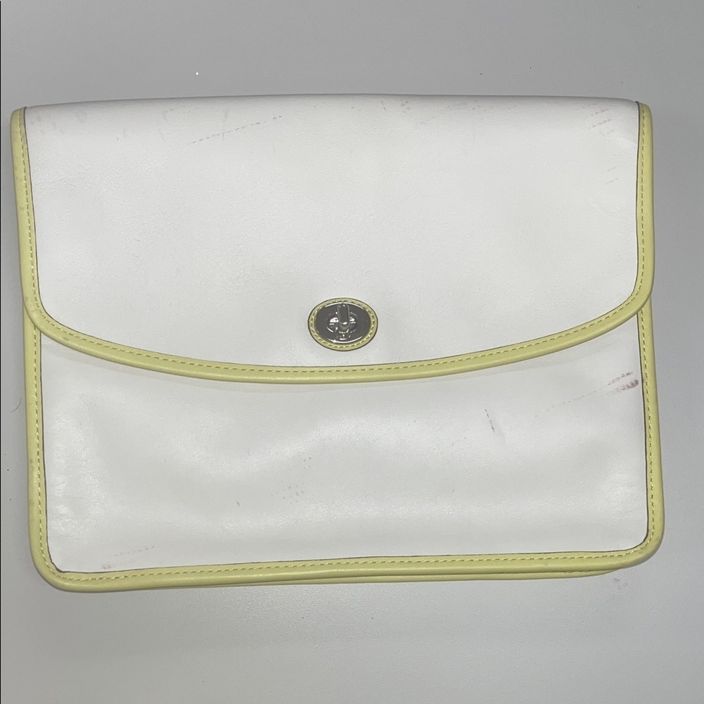 Coach White and Yellow Clutch / IPad bag